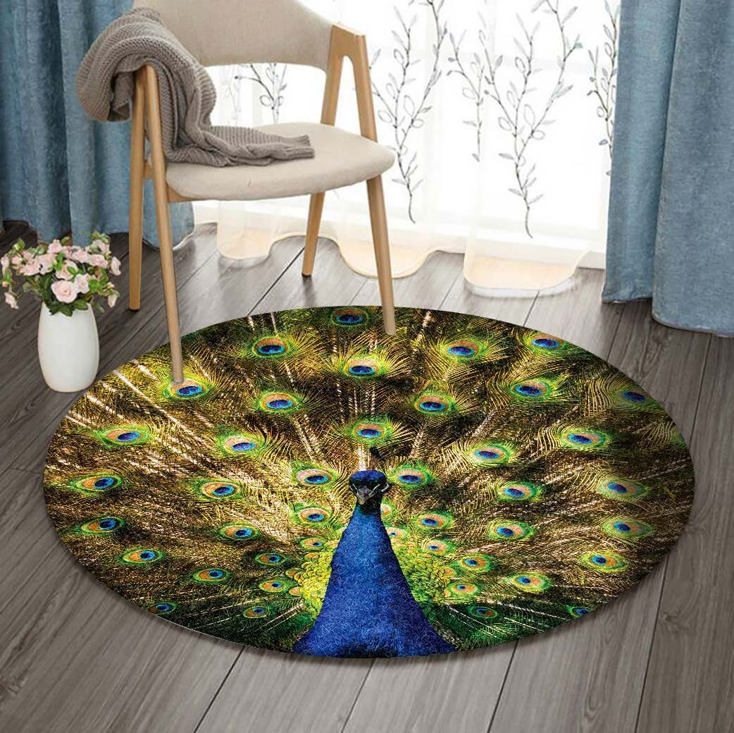 Peacock Round Rug Carpet Bedroom Livingroom Home Decor
