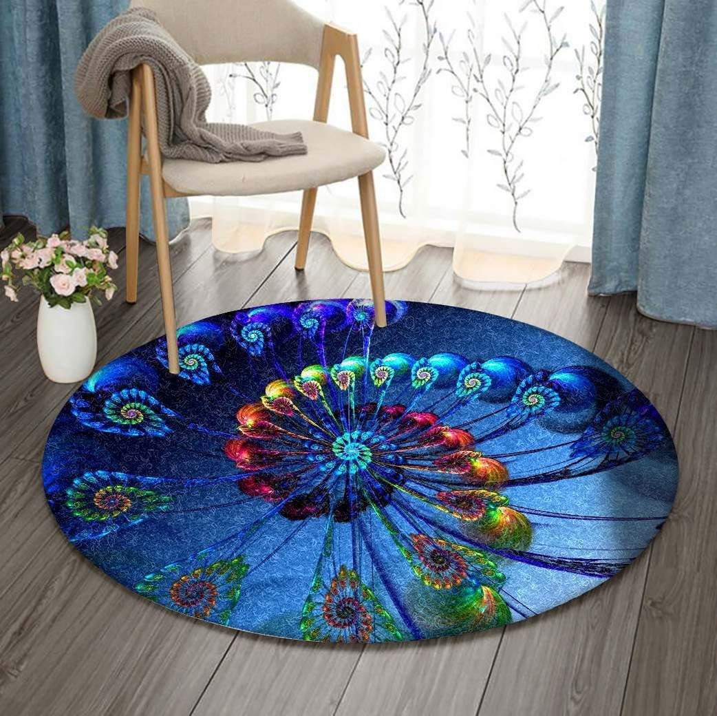 Peacock Round Rug Carpet Bedroom Livingroom Home Decor