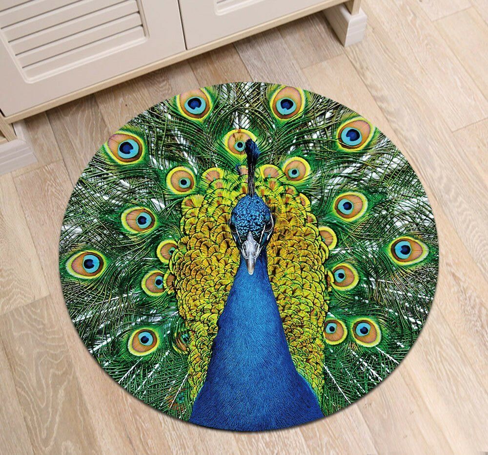 Peacock Round Rug Carpet Bedroom Livingroom Home Decor