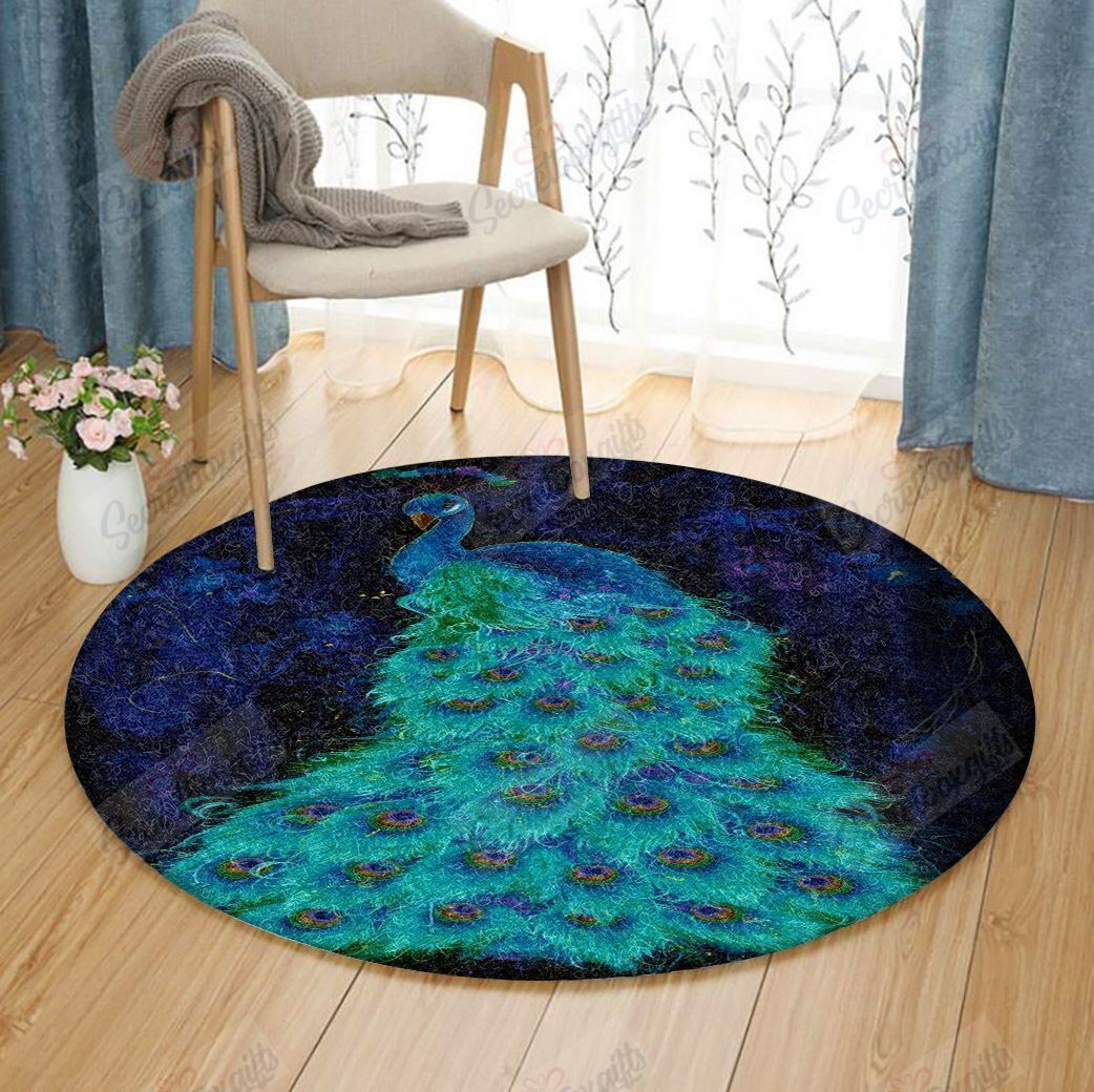 Peacock Round Rug Carpet Bedroom Livingroom Home Decor