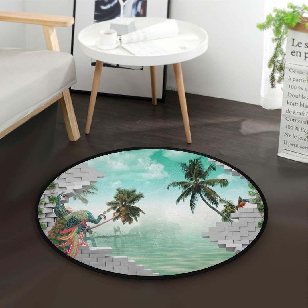 Peacocks Round Rug Carpet Bedroom Livingroom Home Decor