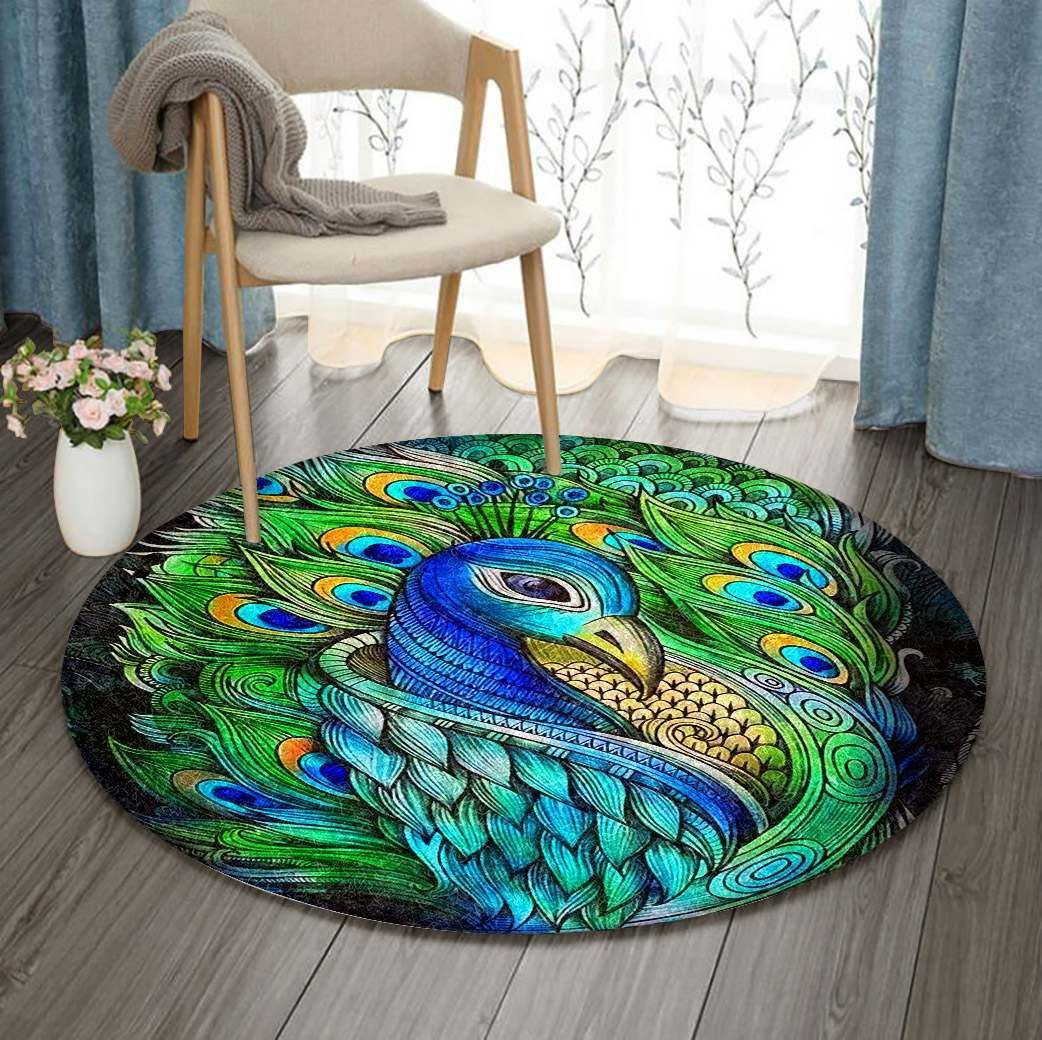 Peacook Round Rug Carpet Bedroom Livingroom Home Decor