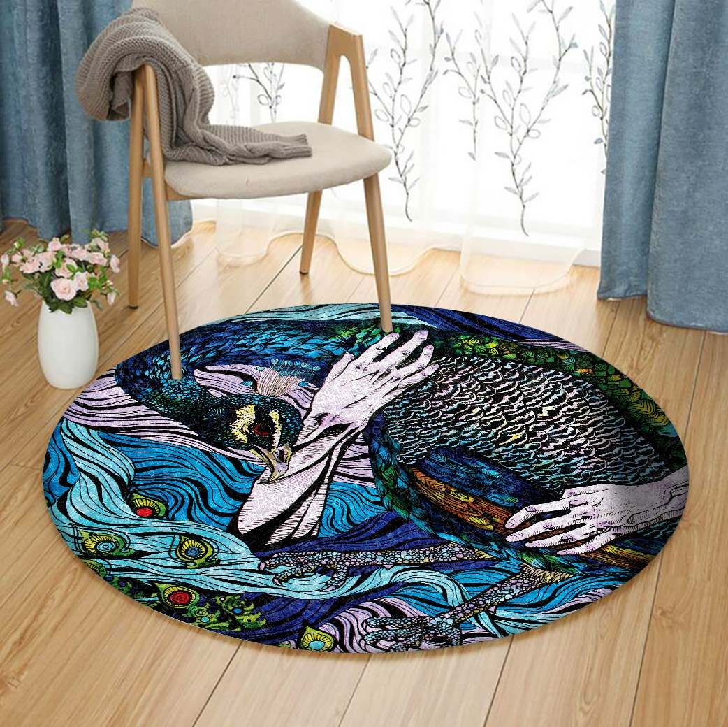 Peafowl Round Rug Carpet Bedroom Livingroom Home Decor