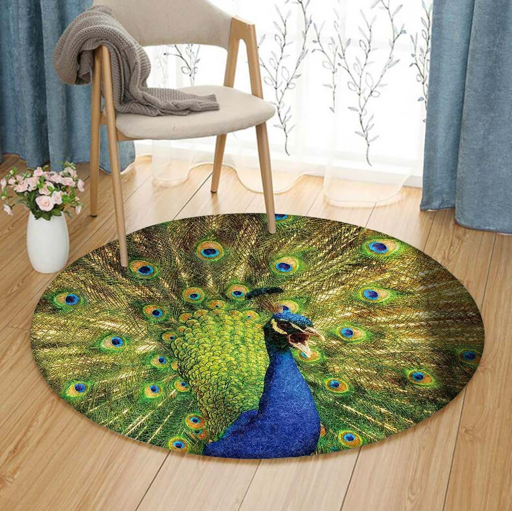 Peafowl Round Rug Carpet Bedroom Livingroom Home Decor