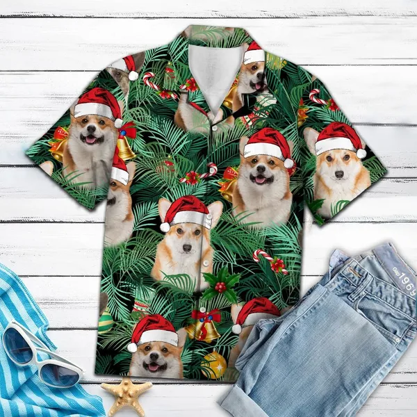 Pembroke Welsh Corgi Dog Christmas Hawaiian Shirt