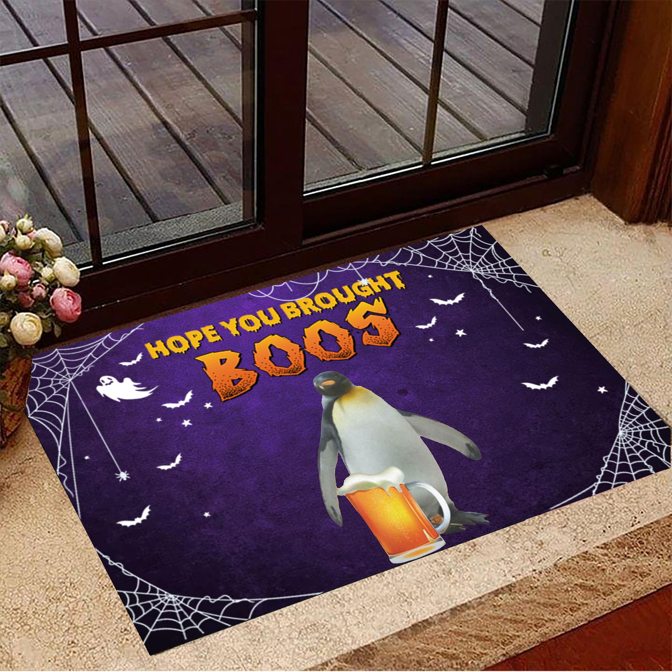 Penguin Hope You Brought Boos Rubber Doormat Beer Rubber Doormat Halloween Decorations Indoor