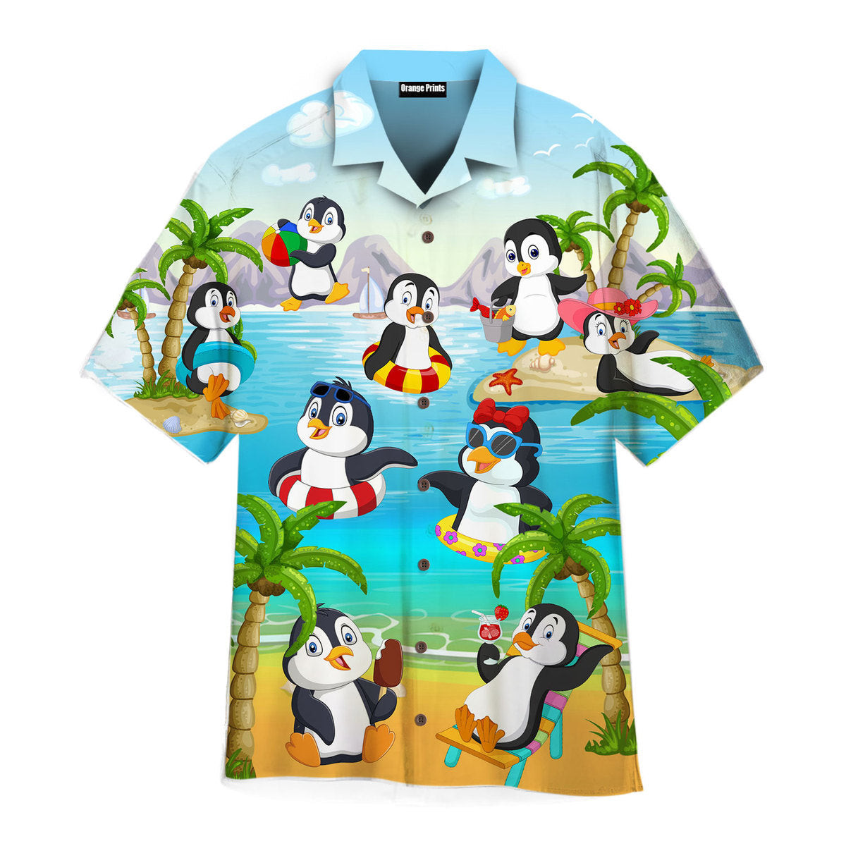 Penguin On The Beach Funny Hawaiian Shirt