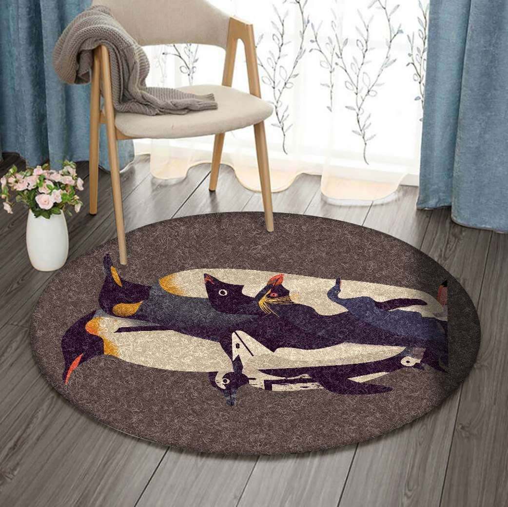 Penguin Round Rug Carpet Bedroom Livingroom Home Decor