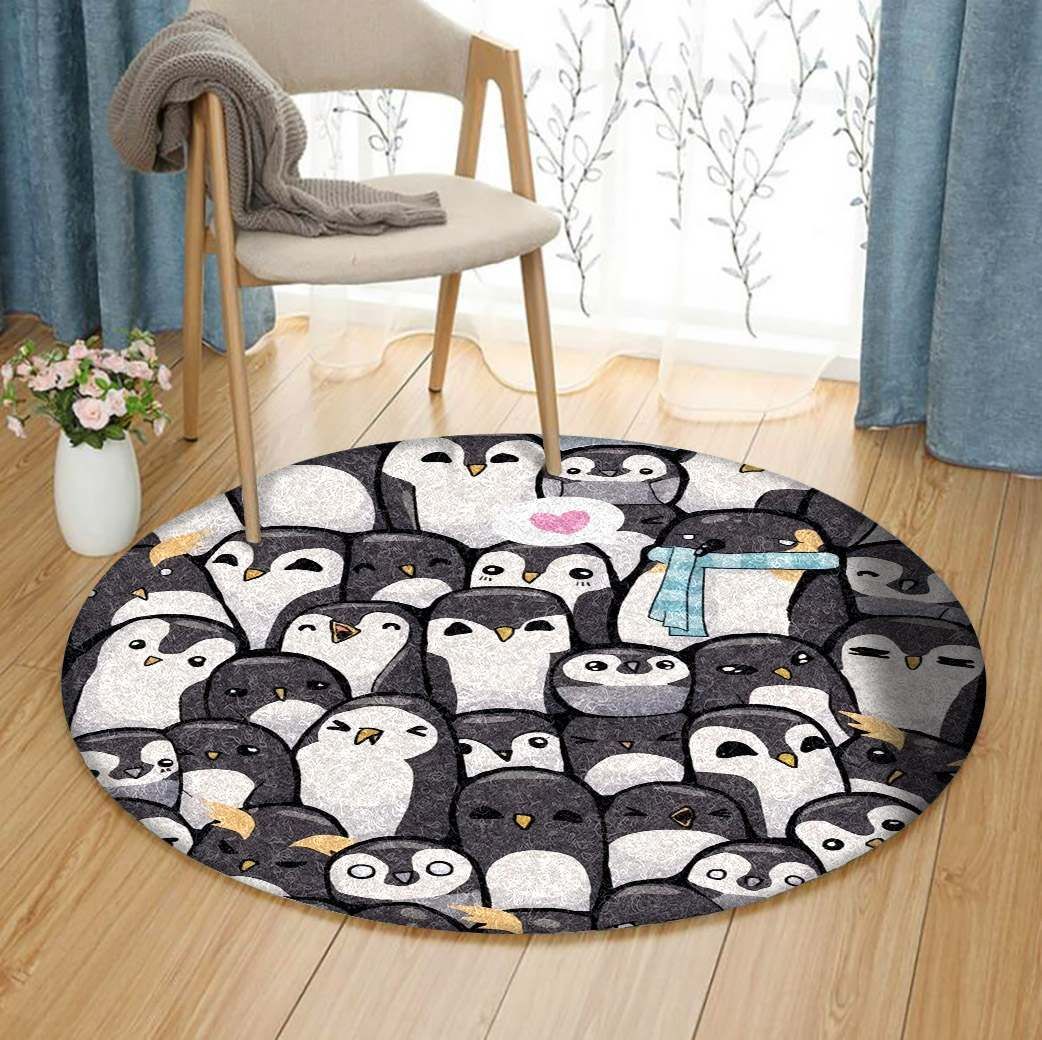 Penguin Round Rug Carpet Bedroom Livingroom Home Decor