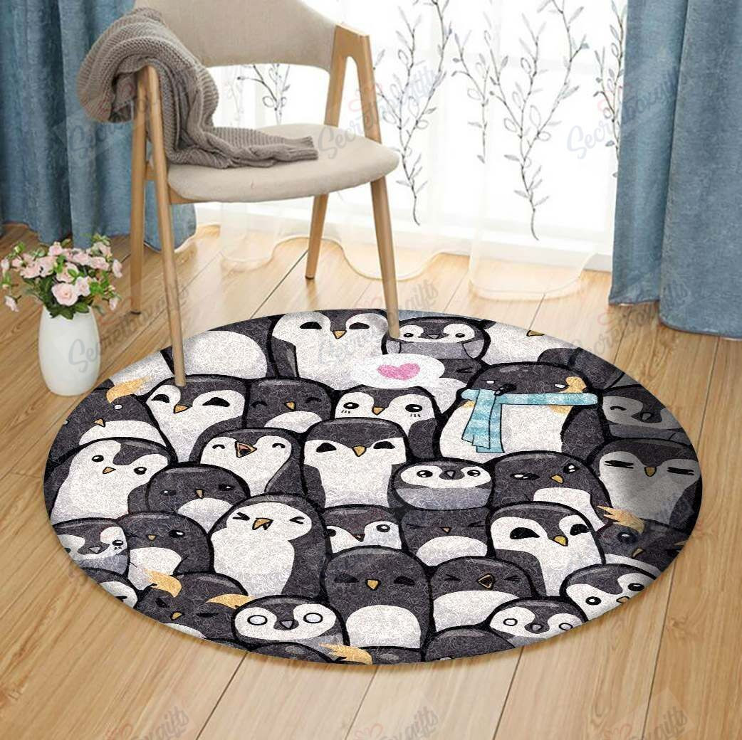Penguin Round Rug Carpet Bedroom Livingroom Home Decor