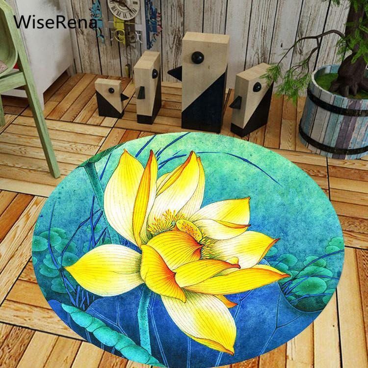 Peony Lotus Flower Round Rug Carpet Bedroom Livingroom Home Decor
