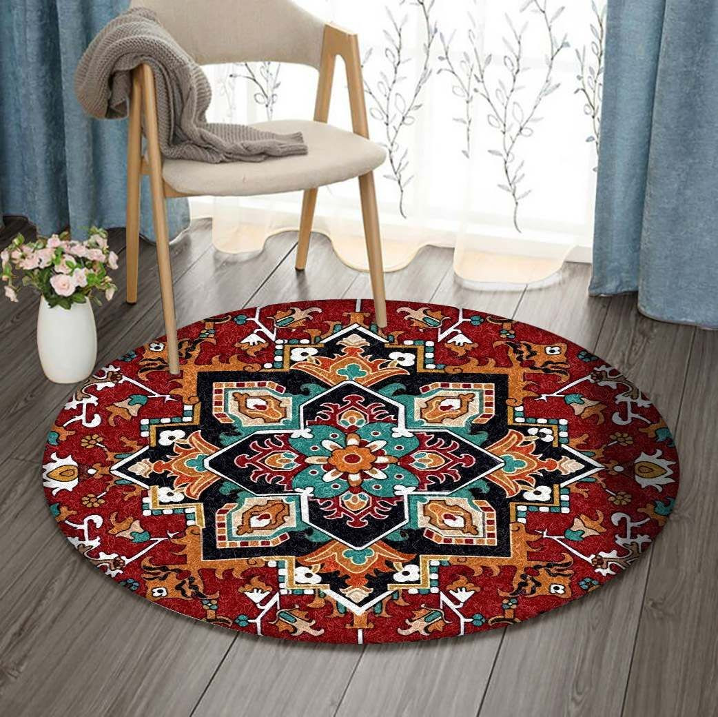Persian Tribal Flower Round Rug Carpet Bedroom Livingroom Home Decor