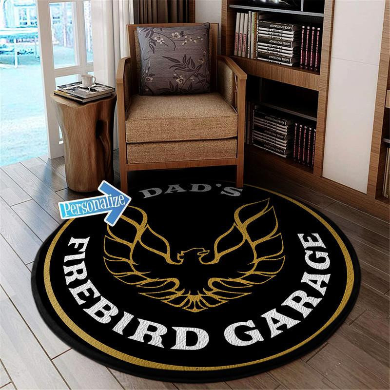 Personalize Dad'S Firebird Garage Round Rug Carpet Bedroom Livingroom Home Decor