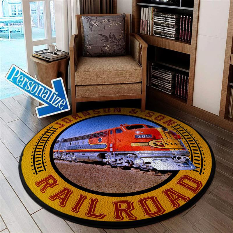 Personalize Santa Fe Railway Living Room Round Rug Carpet Bedroom Livingroom Home Decor
