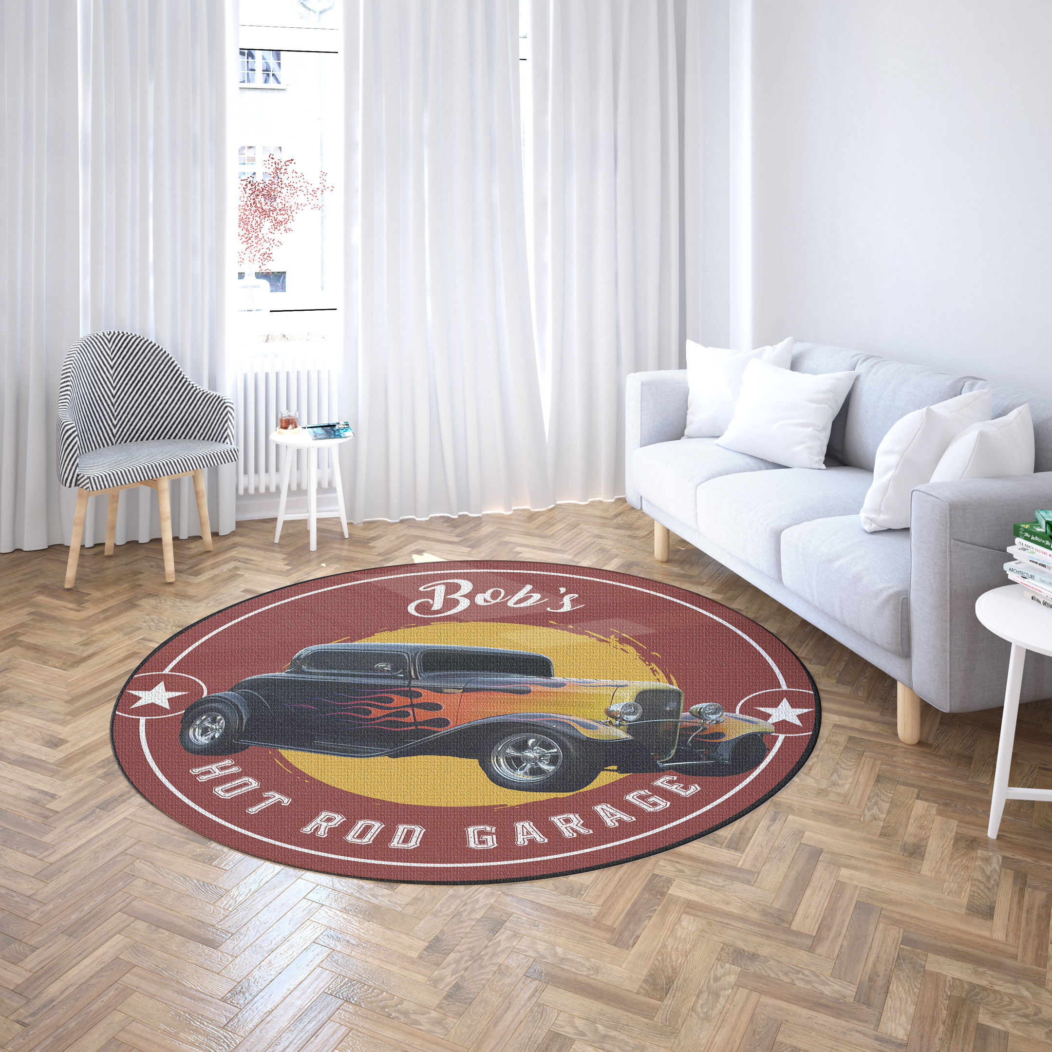 Personalize Vintage Living Room Round Rug Carpet Bedroom Livingroom Home Decor