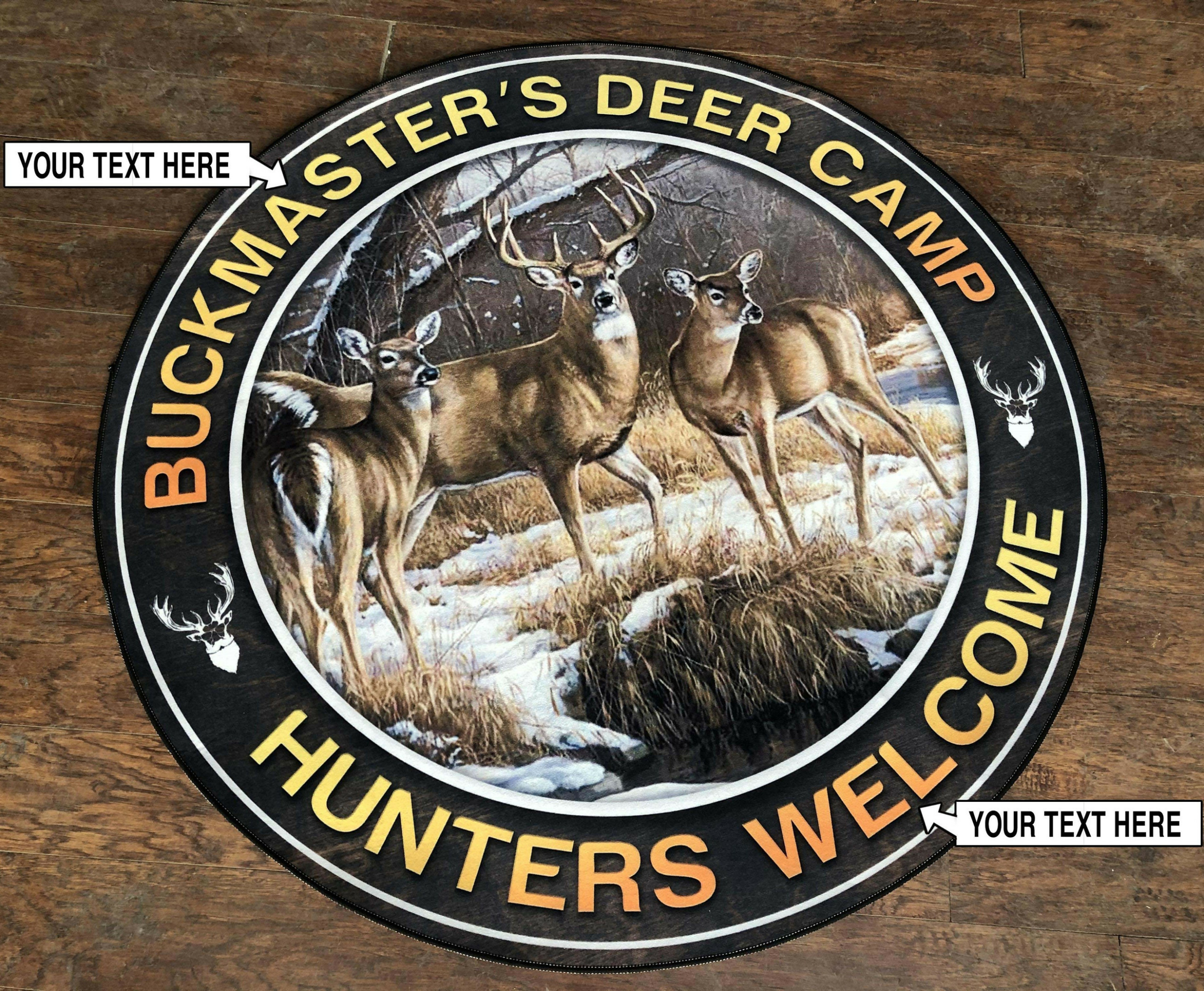 Personalized Deer Camp Hunting Round Rug Carpet Bedroom Livingroom Home Decor - Image 5