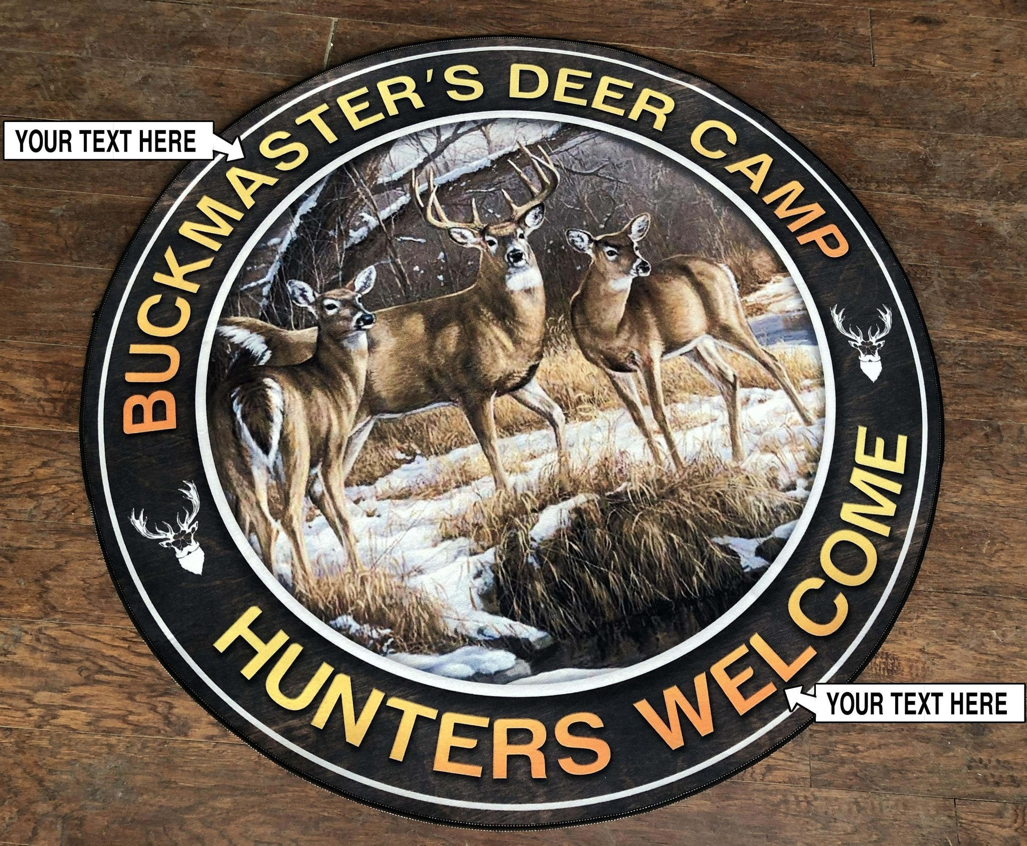 Personalized Deer Camp Hunting Round Rug Carpet Bedroom Livingroom Home Decor - Image 3