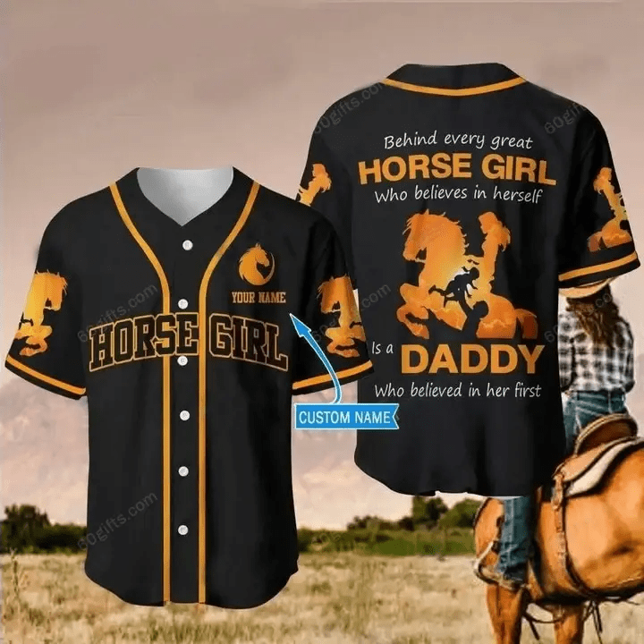 Personalized Horse Girl Happy Father's Day Gift Baseball Jersey