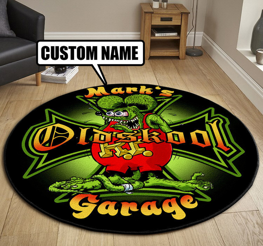 Personalized Hot Rod Round Rug Carpet Bedroom Livingroom Home Decor - Image 3