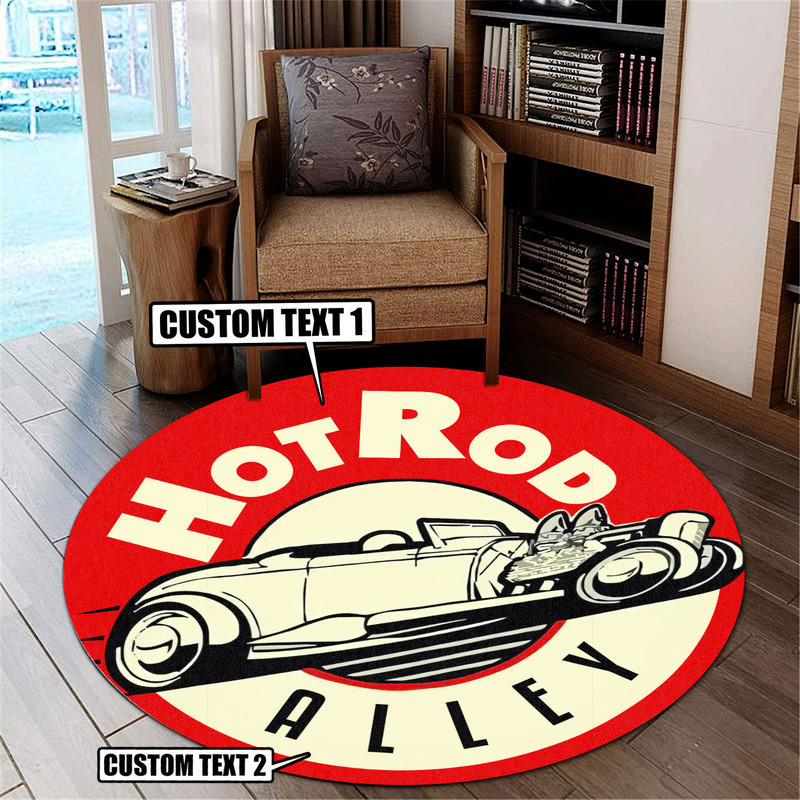 Personalized Hot Rod Round Rug Carpet Bedroom Livingroom Home Decor - Image 3