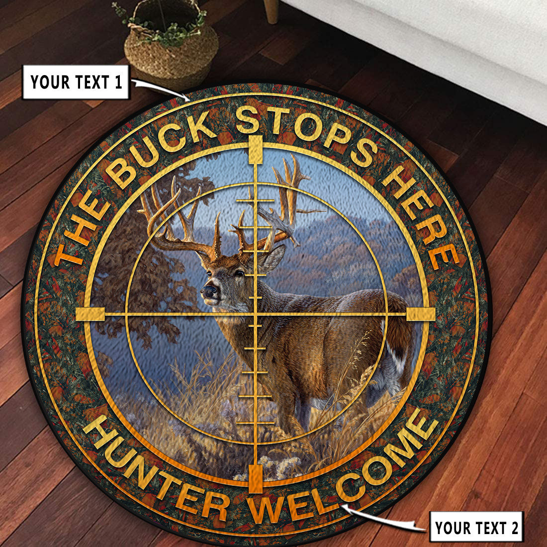 Personalized Hunting Deer Camp Decor Round Rug Carpet Bedroom Livingroom Home Decor - Image 4