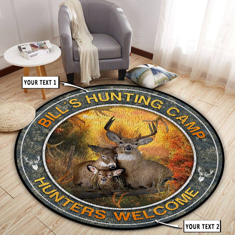 Personalized Hunting Deer Camp Decor Round Rug Carpet Bedroom Livingroom Home Decor - Image 5