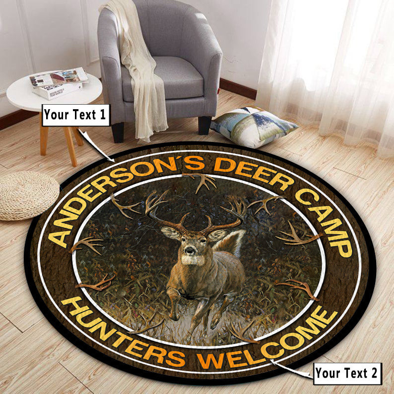 Personalized Hunting Deer Welcome Round Rug Carpet Bedroom Livingroom Home Decor - Image 5