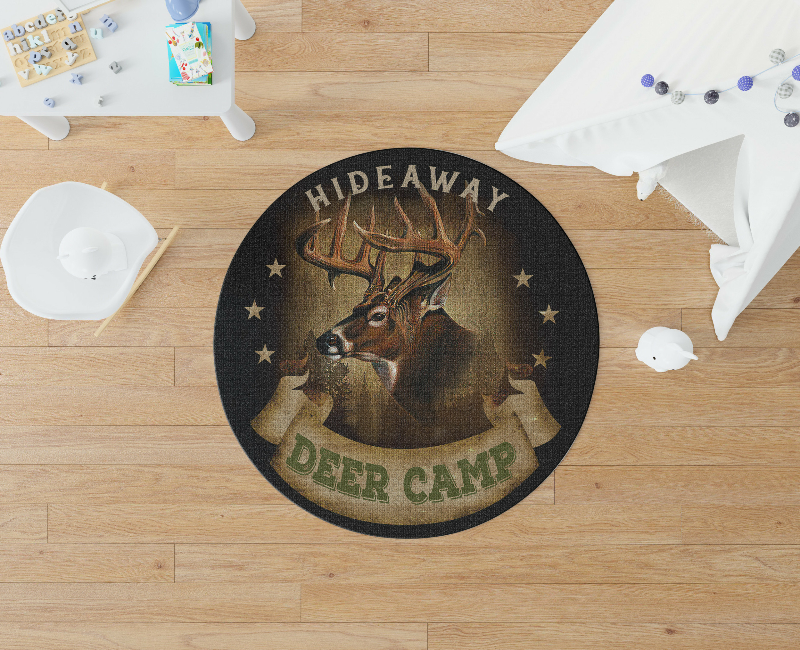 Personalized Hunting Deere Camp Round Rug Carpet Bedroom Livingroom Home Decor