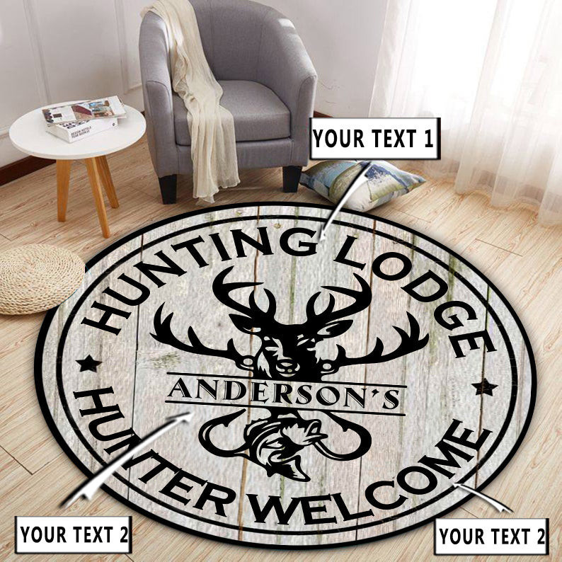 Personalized Hunting Fishing Rustic Round Rug Carpet Bedroom Livingroom Home Decor - Image 3