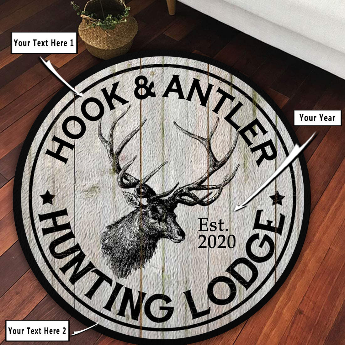 Personalized Hunting Lodge Round Rug Carpet Bedroom Livingroom Home Decor - Image 3