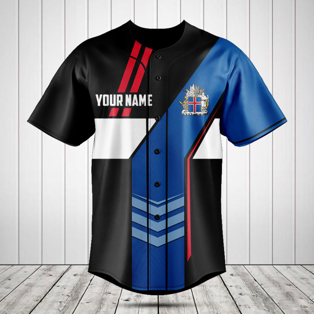 Personalized Iceland Flag Speed Style Baseball Jersey