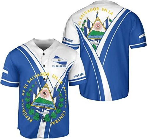 Personalized Name El Salvador Baseball Jersey Shirt El Salvador Flag Shirt Salva