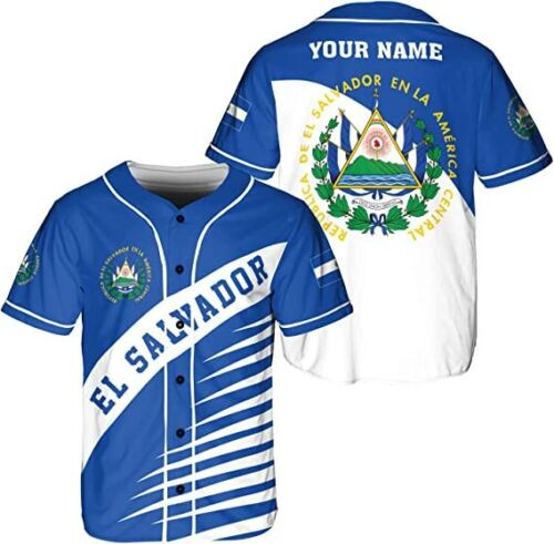Personalized Name El Salvador Baseball Jersey Shirt El Salvador Flag Shirt Salva
