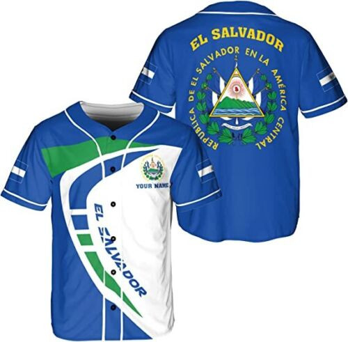 Personalized Name El Salvador Baseball Jersey Shirt El Salvador Flag Shirt Salva