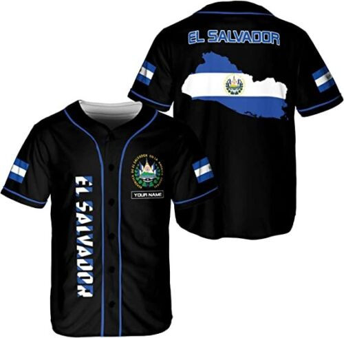 Personalized Name El Salvador Baseball Jersey Shirt El Salvador Flag Shirt Salva