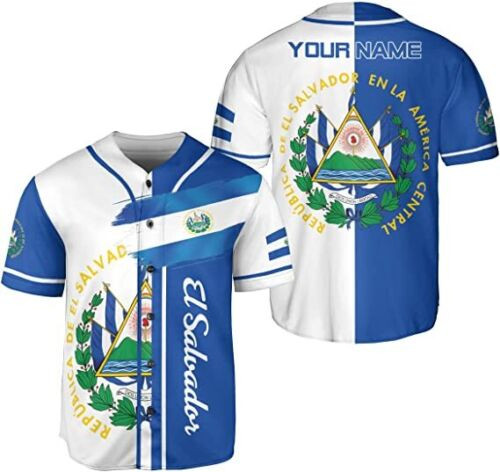 Personalized Name El Salvador Baseball Jersey Shirt El Salvador Flag Shirt Salva