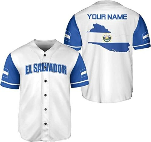 Personalized Name El Salvador Baseball Jersey Shirt El Salvador Flag Shirt Salva