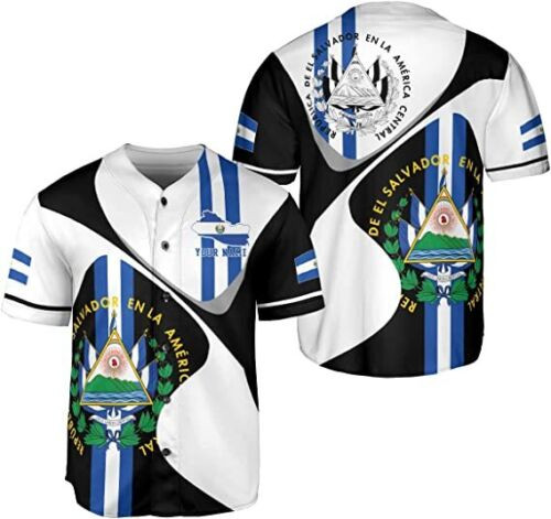 Personalized Name El Salvador Baseball Jersey Shirt El Salvador Flag Shirt Salva