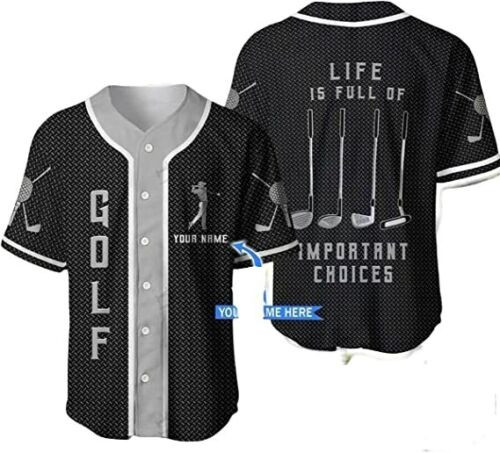 Personalized Name Golf Important Choices Metal Aop Baseball Jersey