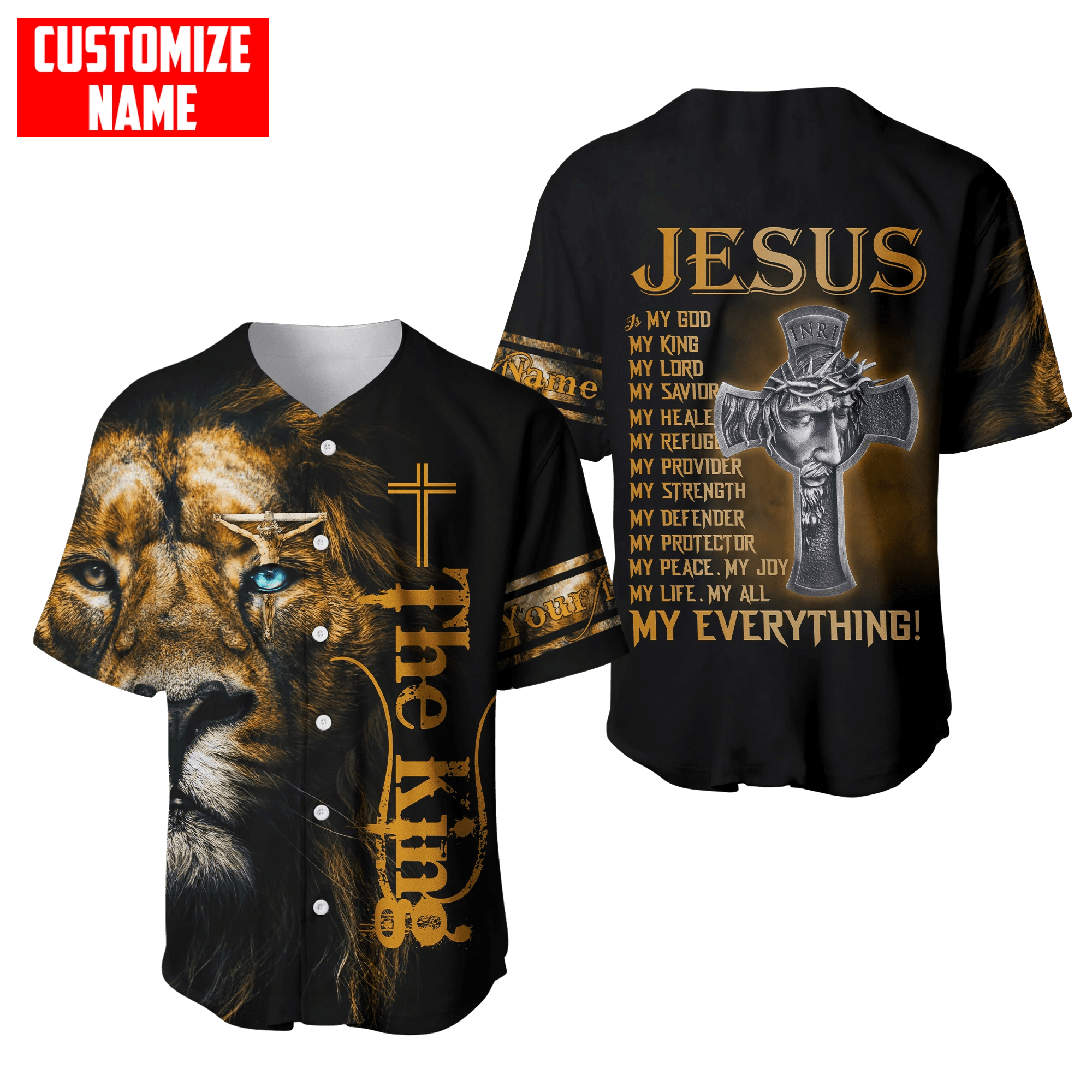Personalized Name Jesus Lion Baseball Jersey