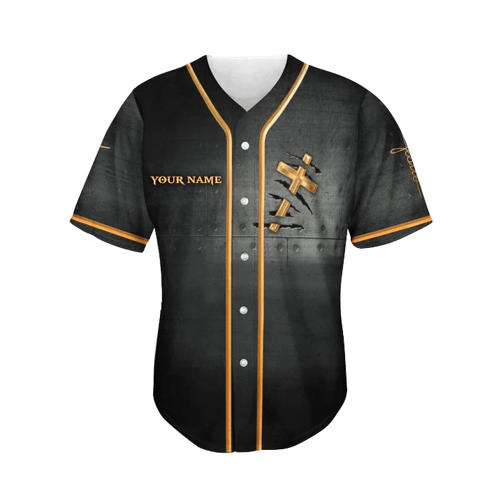 Personalized Name Jesus The Cross In My Heart Baseball Jersey