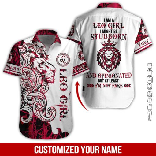 Personalized Name Leo Girl Personalized Hawaiian Shirt
