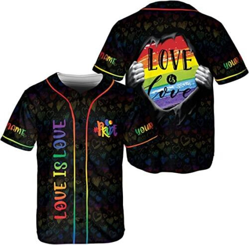 Personalized Name Lgbt Love Is Love Pride Baseball Jersey Shirt