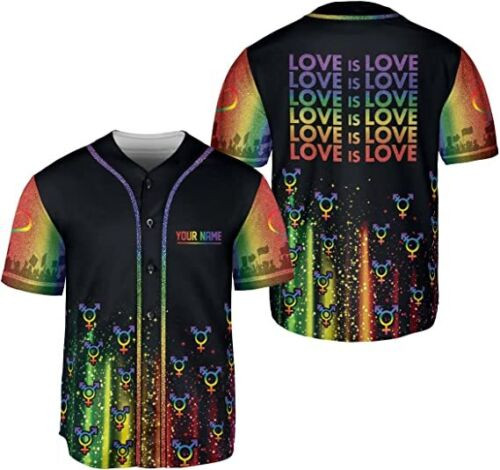 Personalized Name Lgbt Love Is Love Pride Baseball Jersey Shirt, Lgbt Rainbow