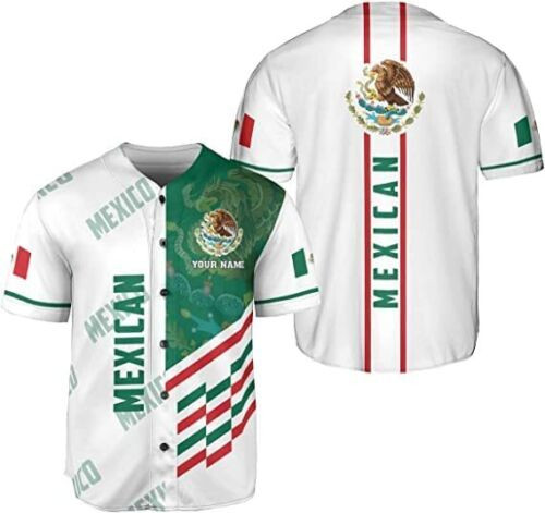Personalized Name Mexico Baseball Jersey, Mexican Baseball Jersey For Men Women