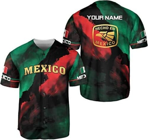 Personalized Name Mexico Baseball Jersey, Mexican Baseball Jersey For Men Women
