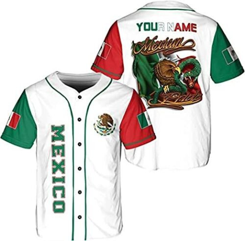 Personalized Name Mexico Baseball Jersey, Mexican Baseball Jersey For Men Women