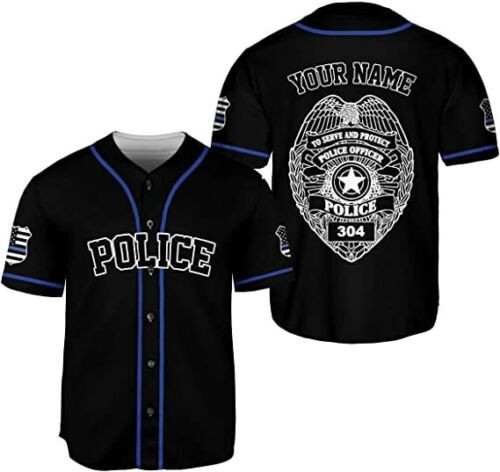 Personalized Name Police Baseball Jersey, Police Shirts For Men Women