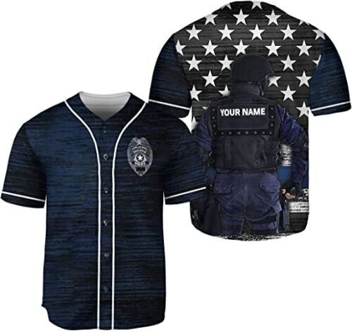 Personalized Name Police Baseball Jersey, Police Shirts For Men Women