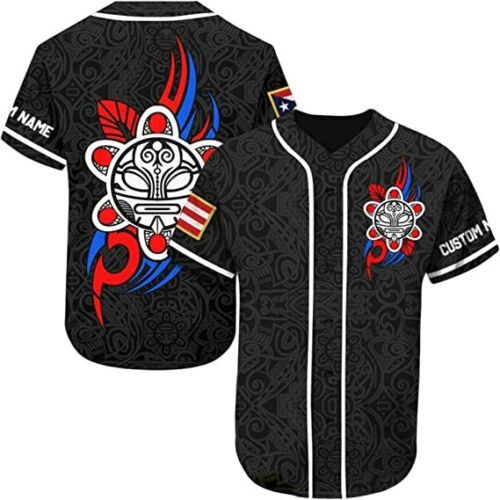 Personalized Name Puerto Rico Taino Sun Tribal Aop Baseball Jersey